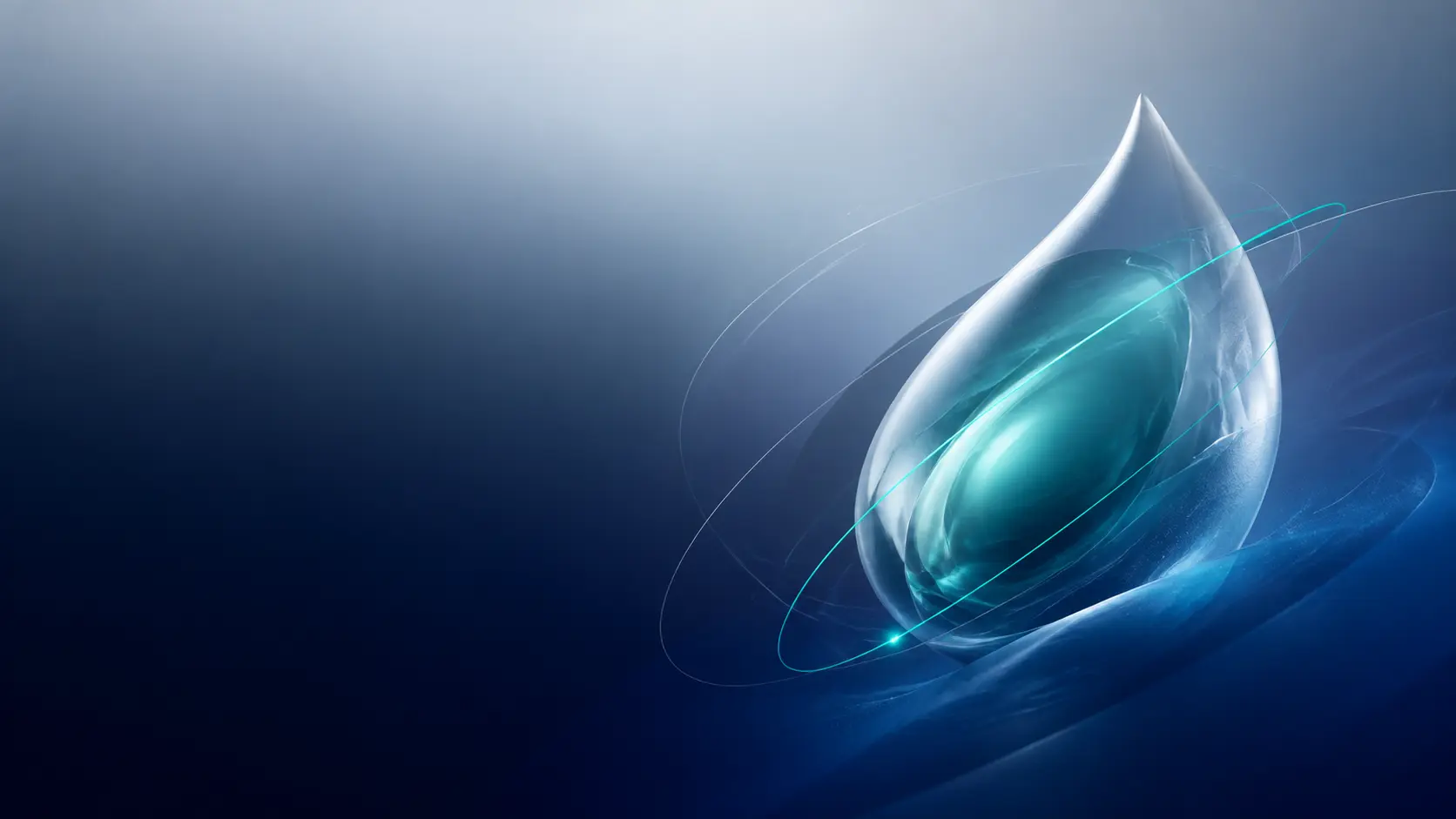 Gota azul com linhas de luz