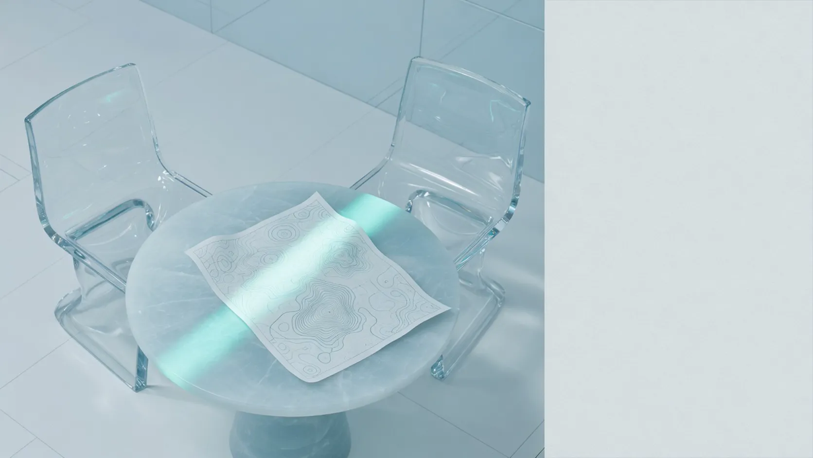 Mesa de vidro para acompanhamento estratégico